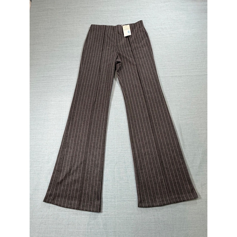 Primark Cares Grey Pinstripe Wide Leg Trousers High Waist Pant Womens Size 6 NWT